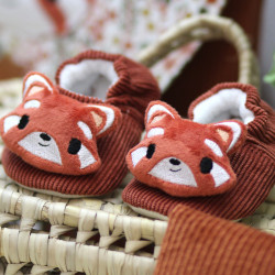 Chaussons bébé panda roux